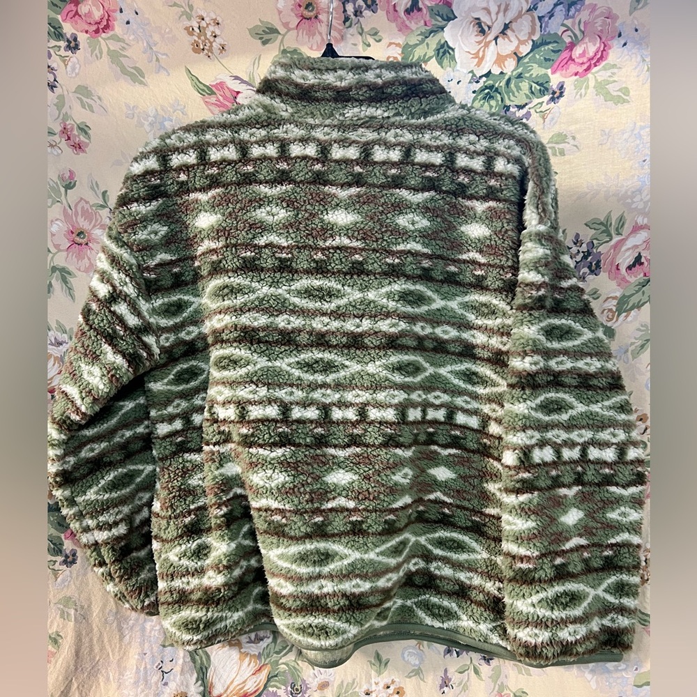 Cozy Green Patterned pullover Jacket - Picture 5 of 12